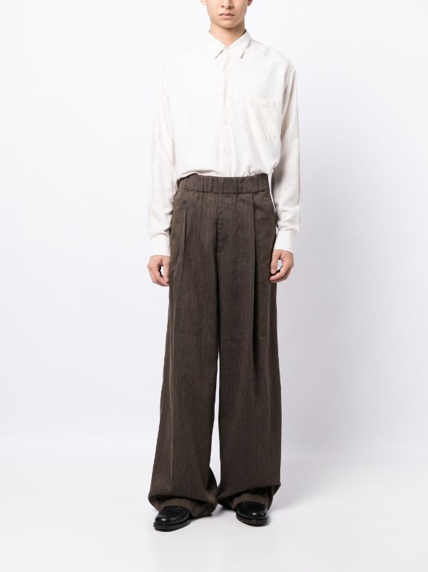 DRIES VAN NOTEN Men Pilburn Washed Cotton Linen Polyester Stripe On Heringbone Structure Pants