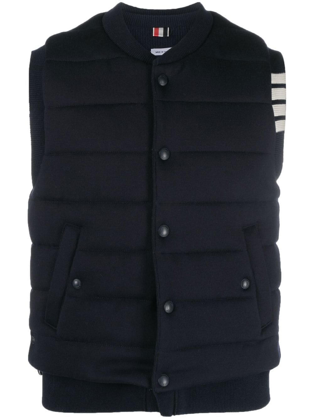 THOM BROWNE Men Reversible Downfill Vest In Merino Wool