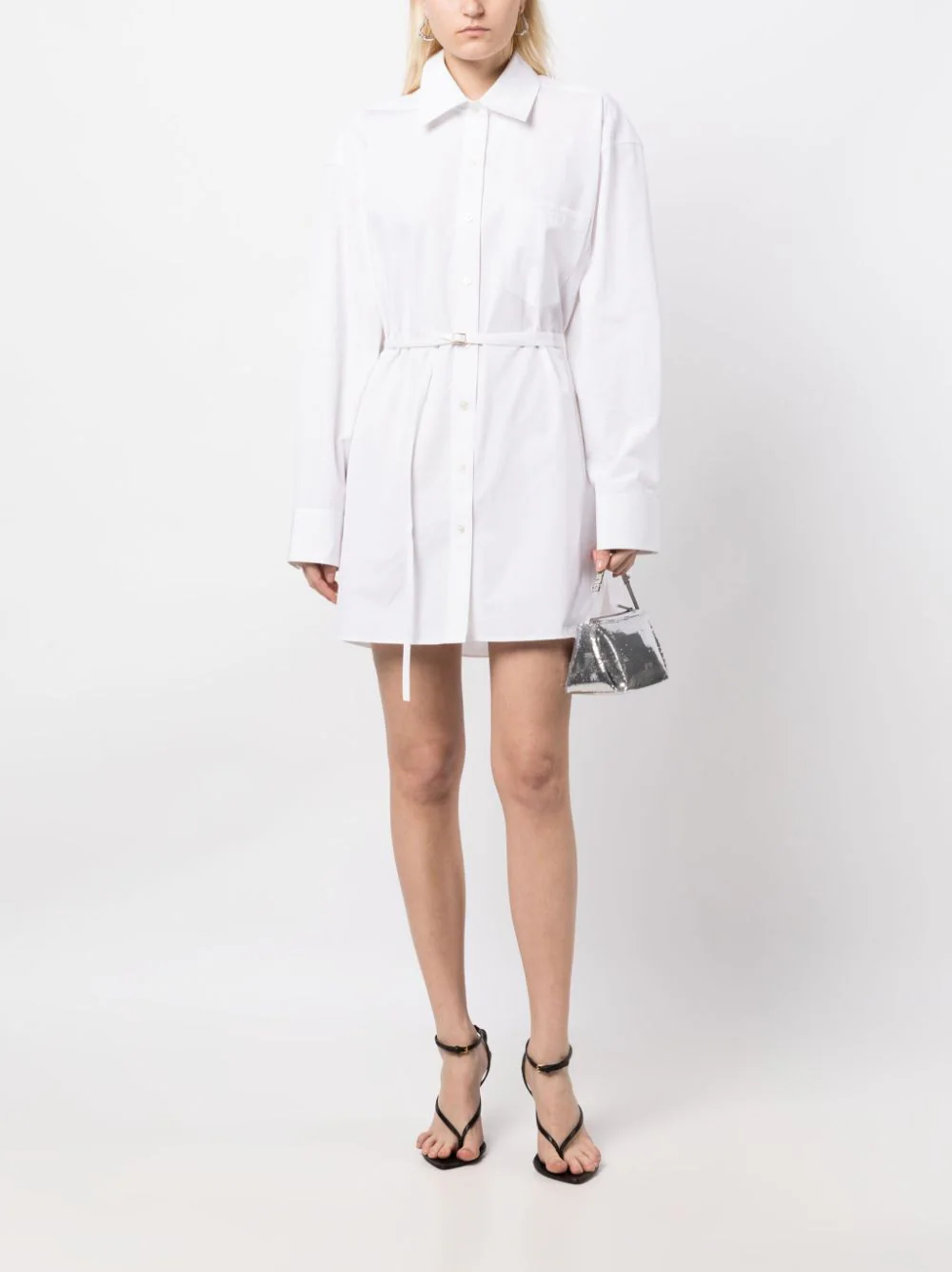 ALEXANDER WANG Women Shirt Dress With Tie Waist And Logo Embroidery