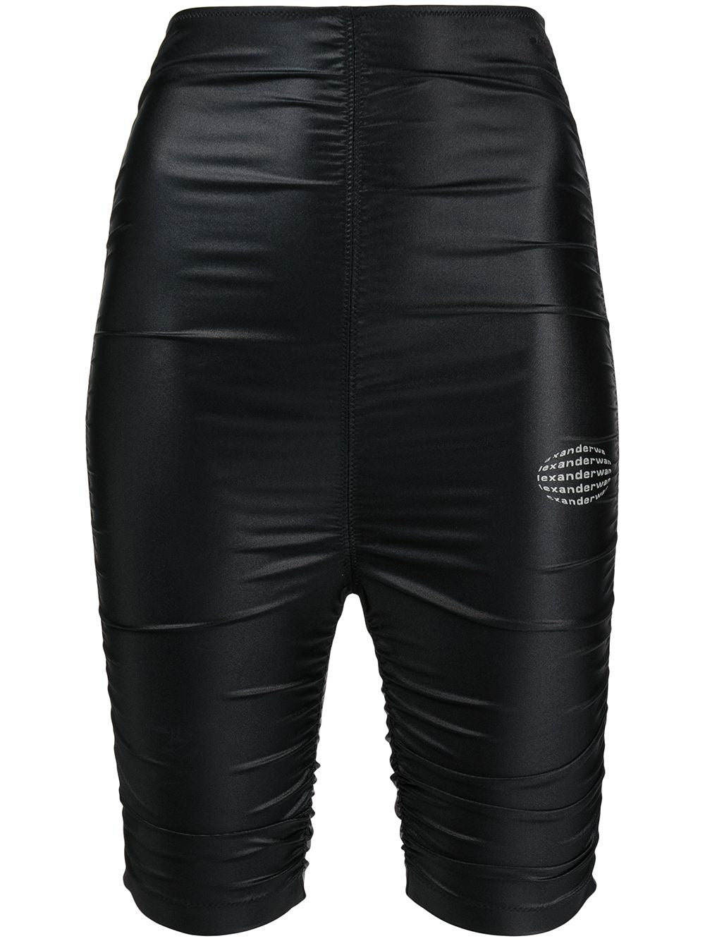 ALEXANDER WANG WOMEN RUCHED HIGH WAISTED BIKESHORT W/ REFLECTIVE LOGO