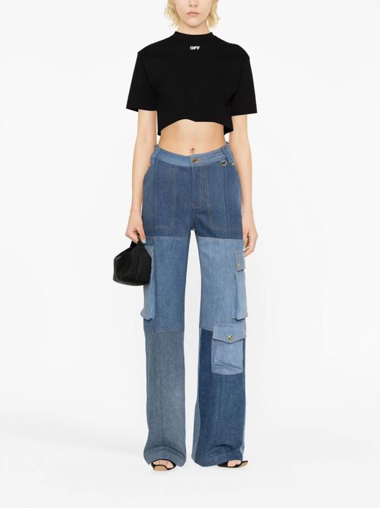 OFF-WHITE Women Off Stamp Rib Crop Tee