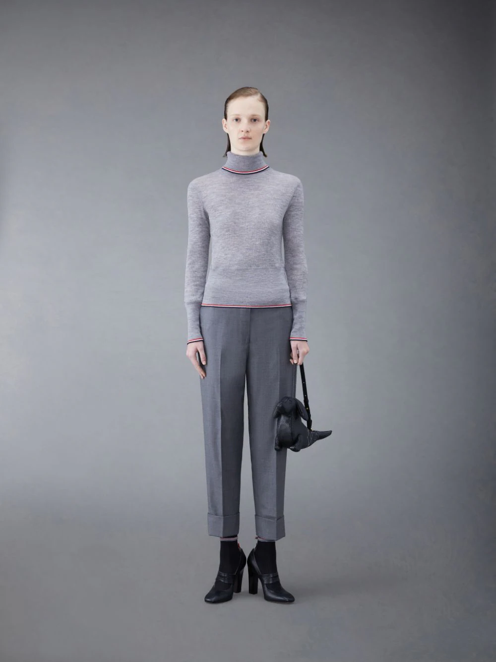 THOM BROWNE Women Rib Wool Longsleeve Turtleneck