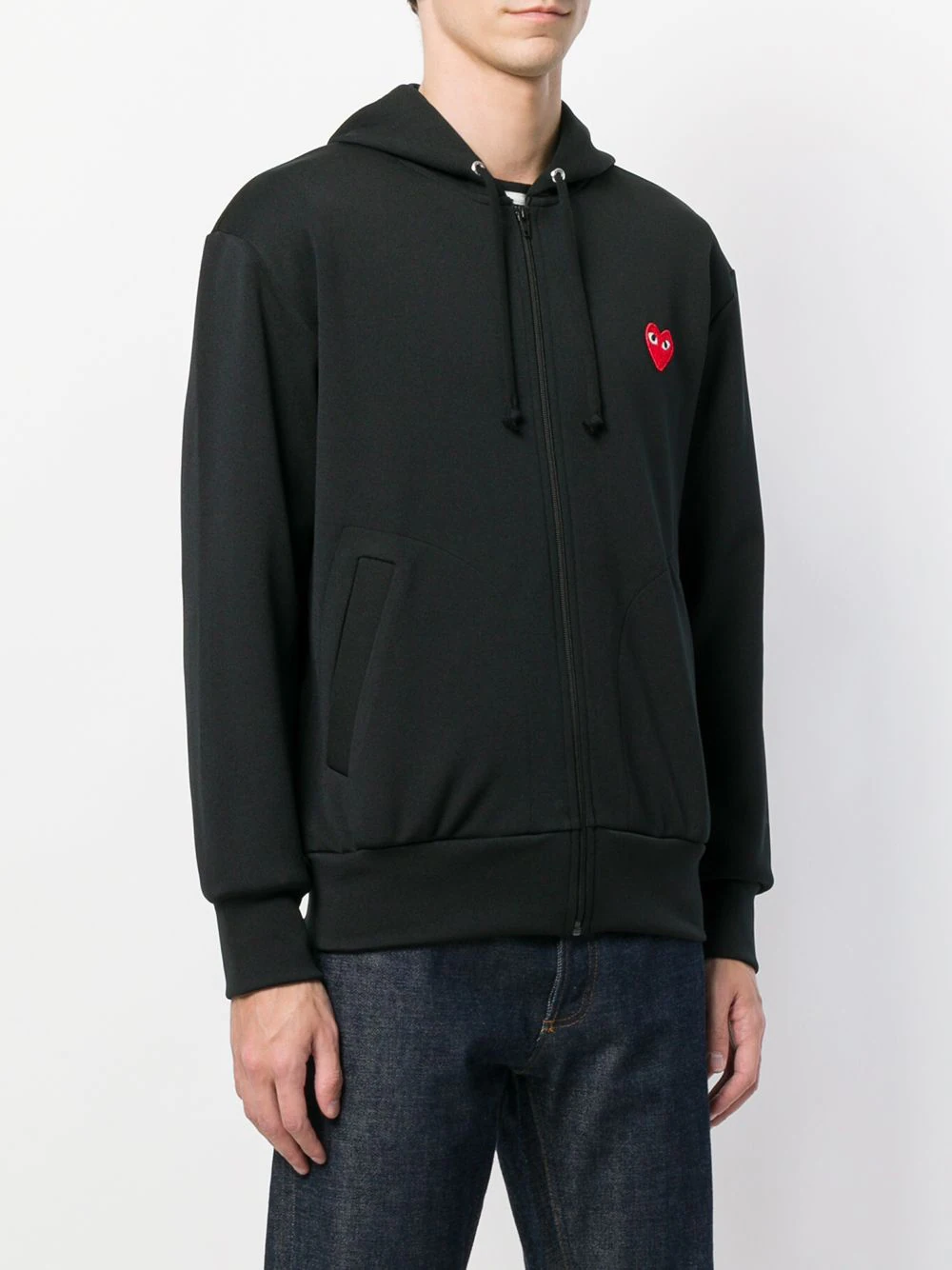 COMME DES GARCONS PLAY MEN Small Red Heart Zip Up Hoodie