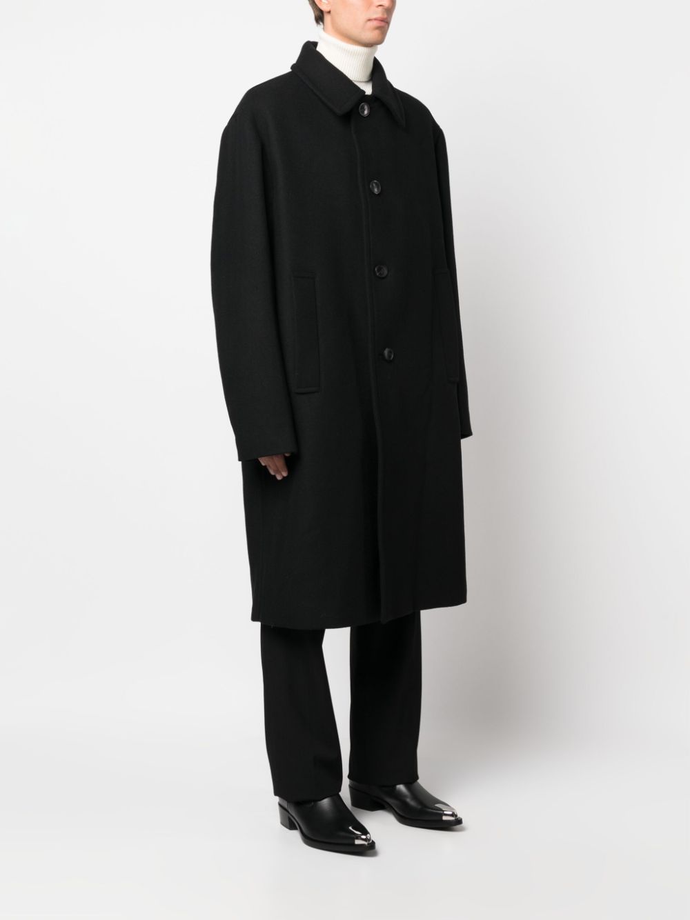 DRIES VAN NOTEN Men Heavy Wool Nylon Coat