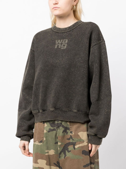 T by ALEXANDER WANG Women Glitter Essential Terry Sweatshirt With Puff Logo