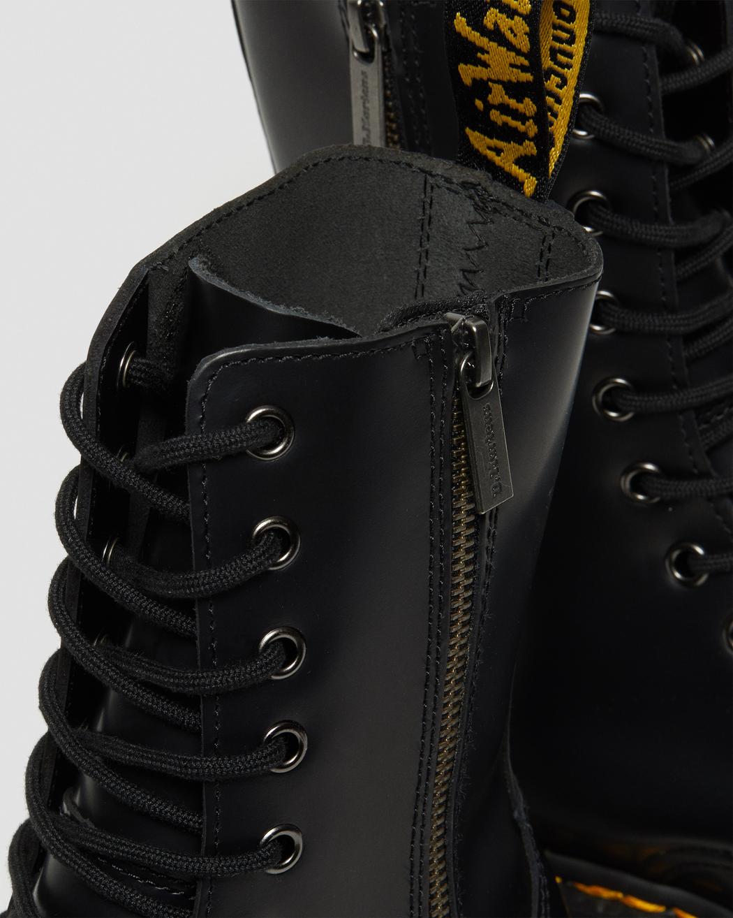 DR. MARTENS JADON HI POLISHED SMOOTH LEATHER PLATFORM BOOTS