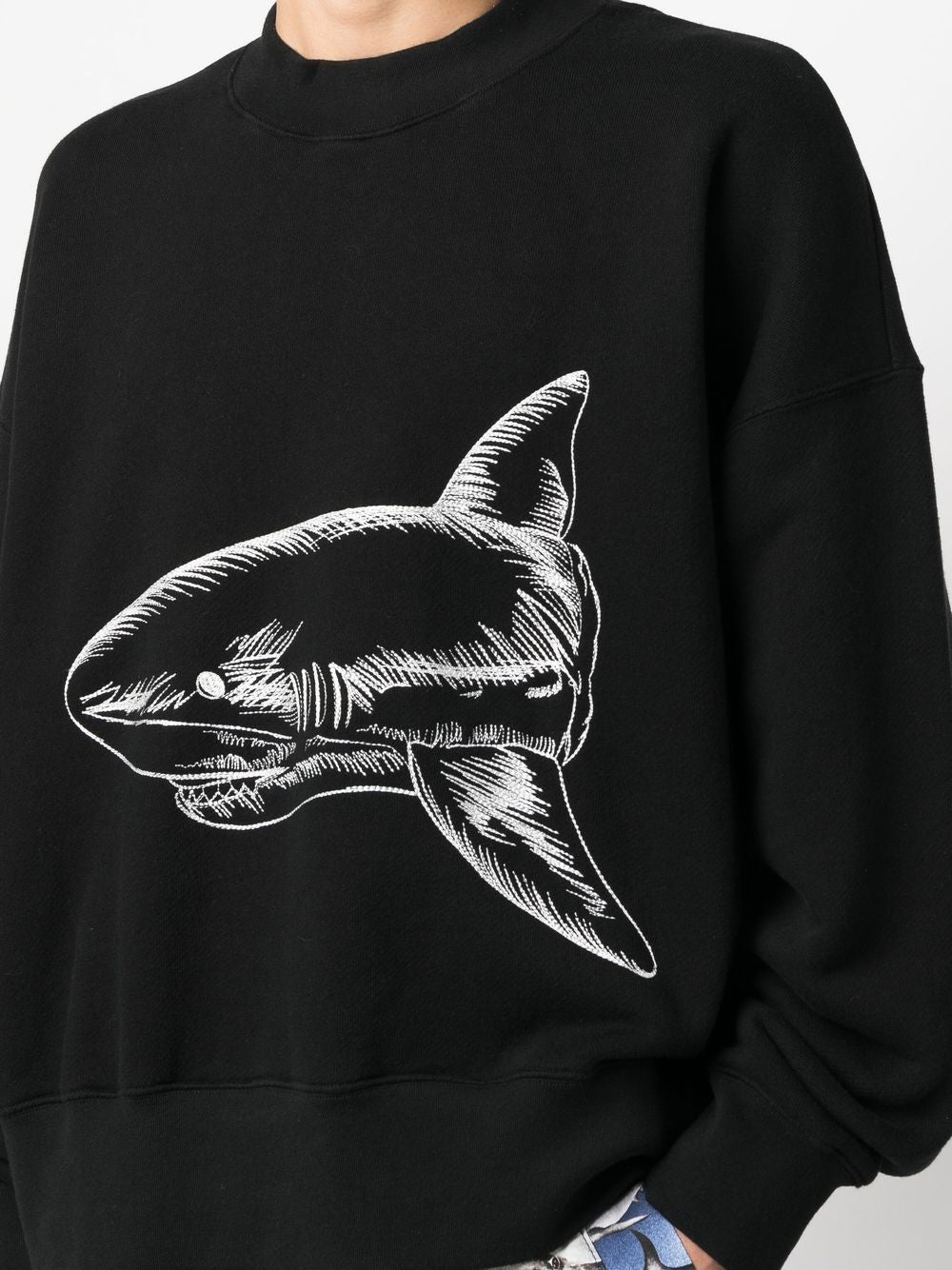 PALM ANGELS MEN SPLIT SHARK CREWNECK