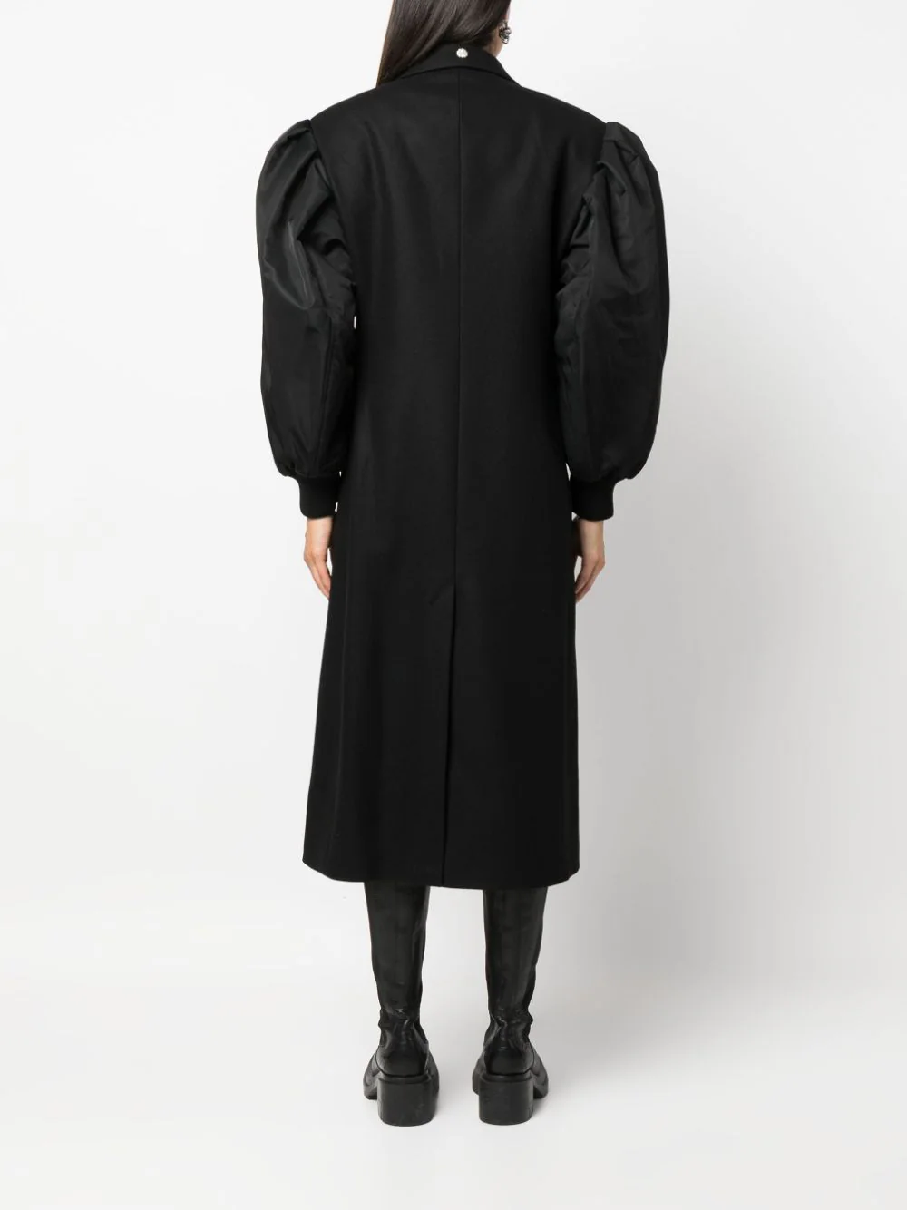 SIMONE ROCHA Women Double Breasted Coat With Bomber Satin Sleeves