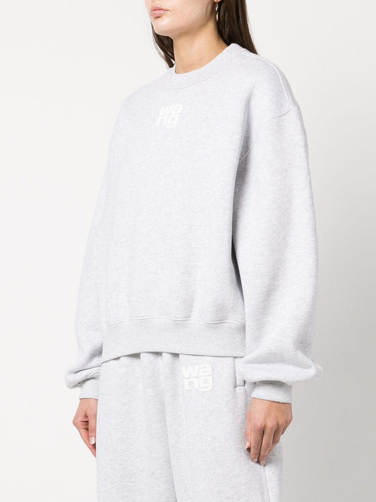 T BY ALEXANDER WANG Women Essential Puff Logo Terry Crewneck Sweatshirt