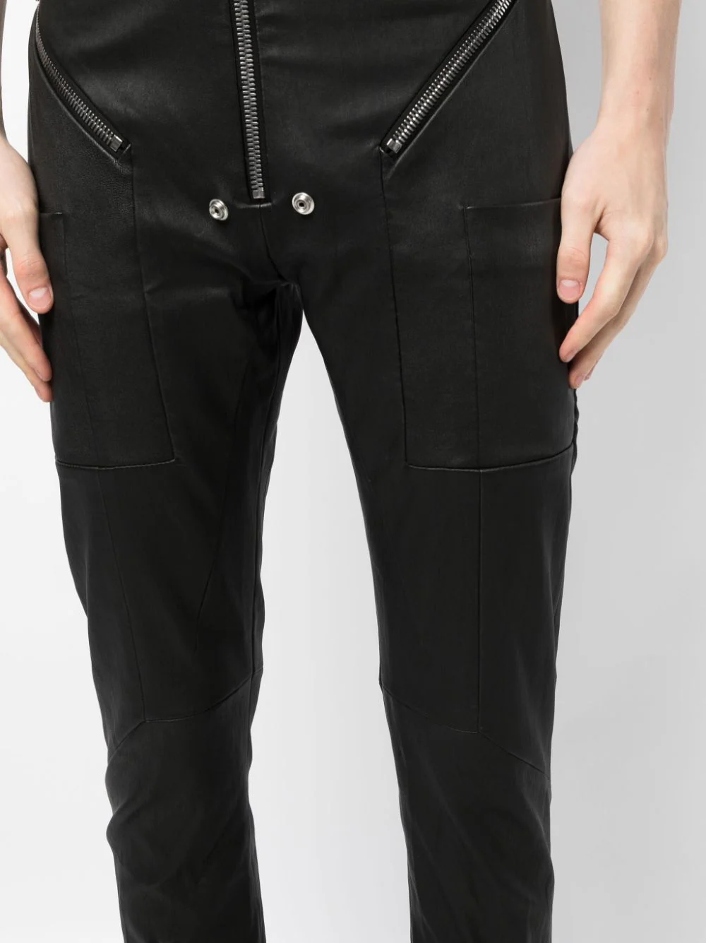 RICK OWENS Men Stretch Lamb Leather Easy Strobe Cargos