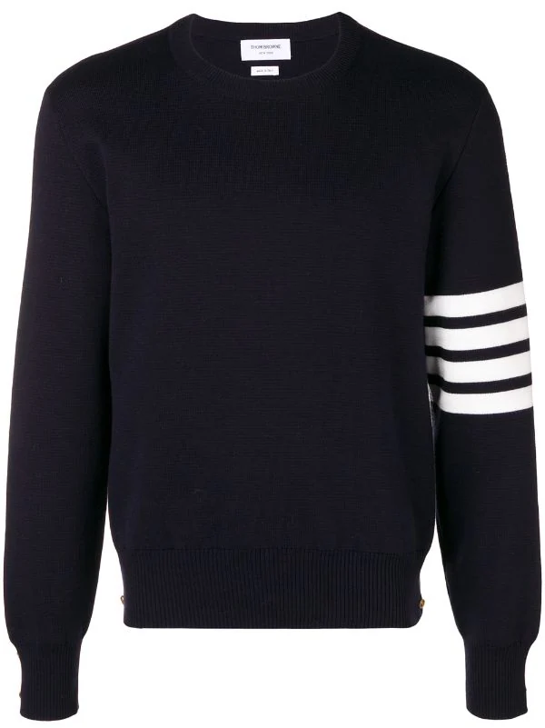 THOM BROWNE Men Milano Stitch Crew Neck Pullover In Cotton Crepe