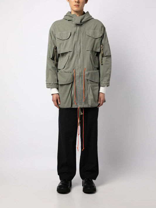 GREG LAUREN Men Mixed Army Fishtail Jacket